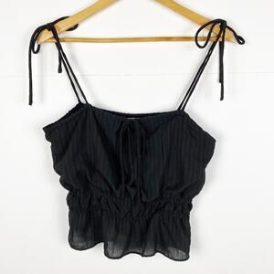 Lovers + Friends Black Striped Tie Crop Top Size Small
